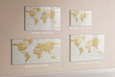 Dry erase board magnetic Travel map with places to mark
