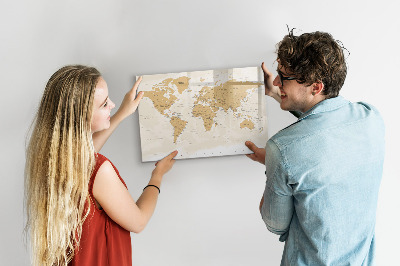 Dry erase board magnetic Travel map with places to mark