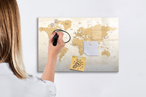 Dry erase board magnetic Travel map with places to mark