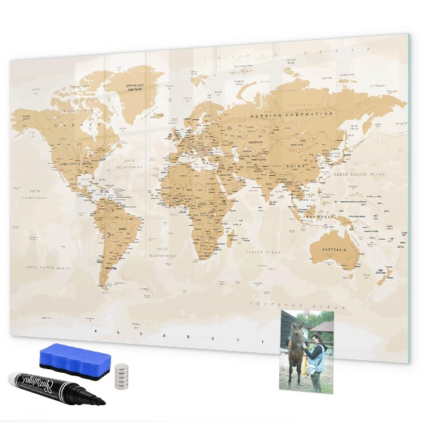 Dry erase board magnetic Travel map with places to mark