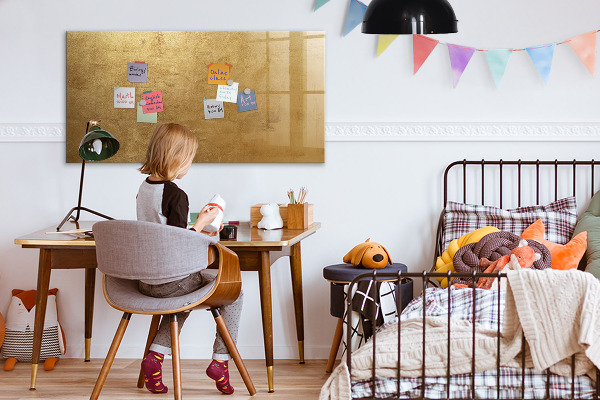 Dry erase board magnetic Gold board for notes and photos