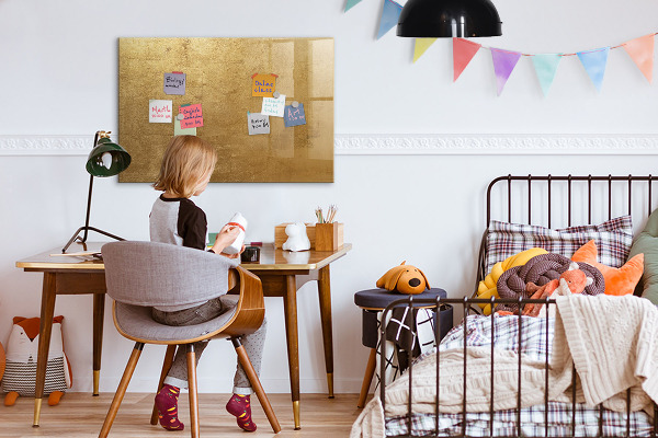 Dry erase board magnetic Gold board for notes and photos