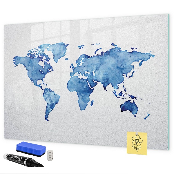 Magnetic dry erase board A world map with personal memories