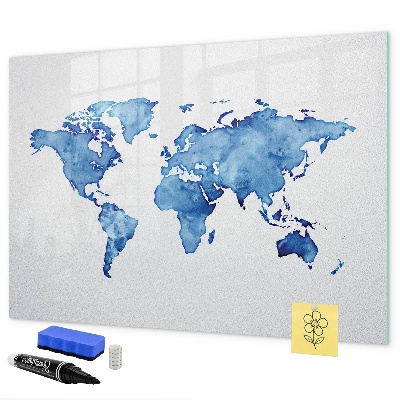 Magnetic dry erase board A world map with personal memories
