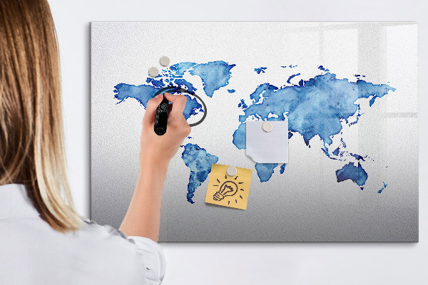 Magnetic dry erase board A world map with personal memories