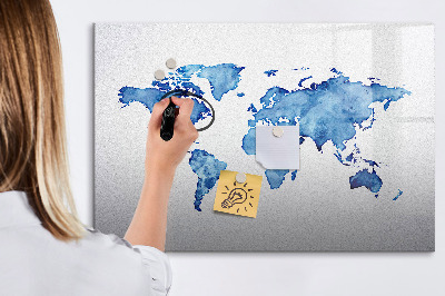 Magnetic dry erase board A world map with personal memories