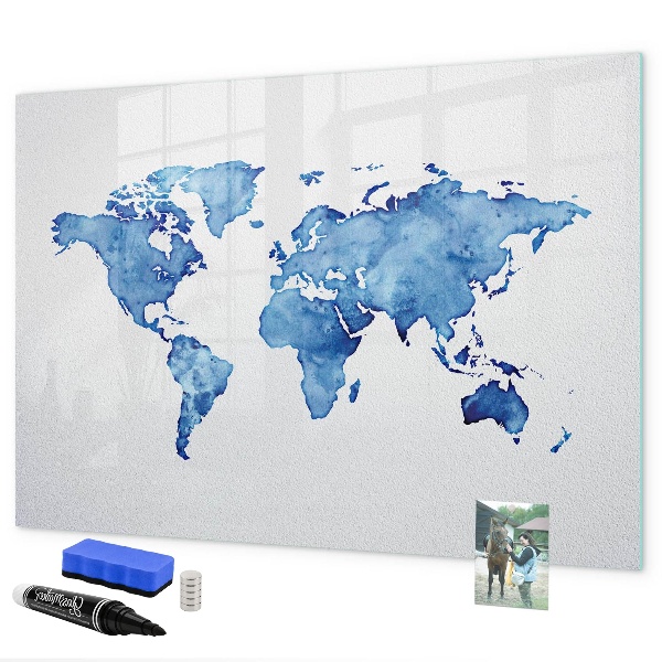 Magnetic dry erase board A world map with personal memories
