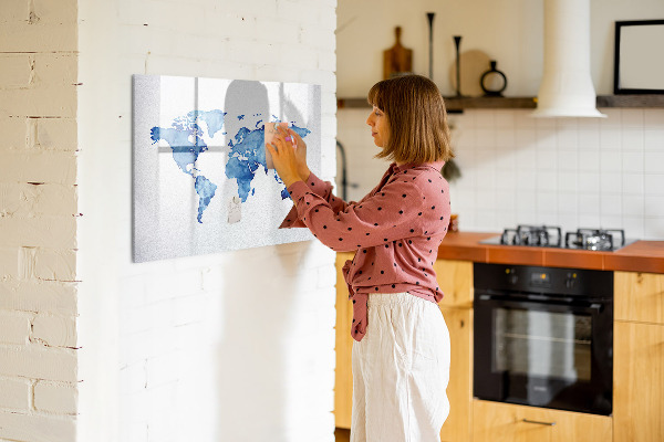 Magnetic dry erase board A world map with personal memories