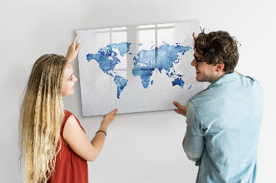 Magnetic dry erase board A world map with personal memories