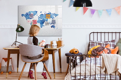 Magnetic dry erase board A world map with personal memories