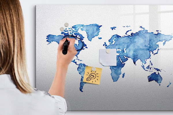Magnetic dry erase board A world map with personal memories