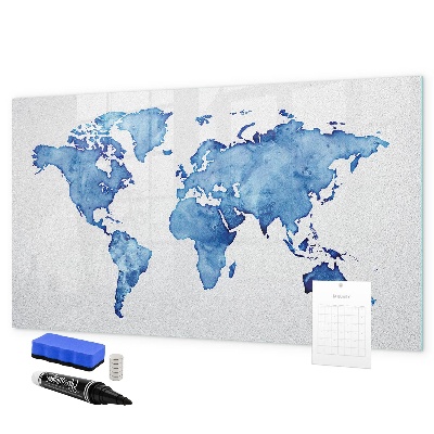 Magnetic dry erase board A world map with personal memories