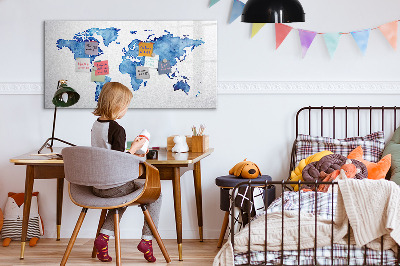 Magnetic dry erase board A world map with personal memories