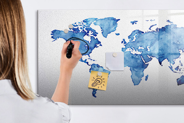Magnetic dry erase board A world map with personal memories