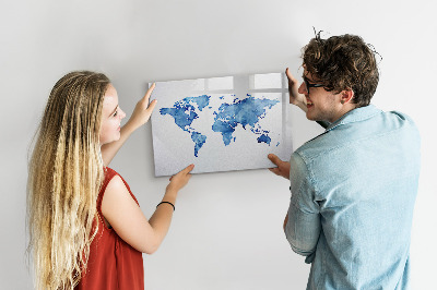 Magnetic dry erase board A world map with personal memories