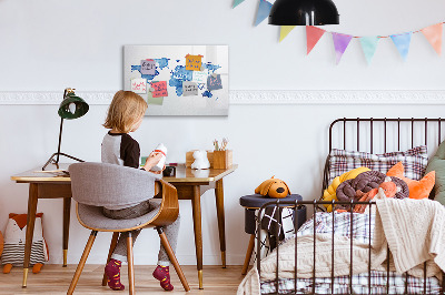 Magnetic dry erase board A world map with personal memories
