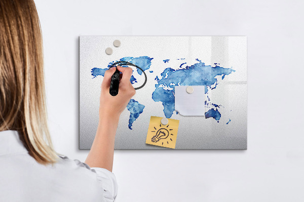 Magnetic dry erase board A world map with personal memories