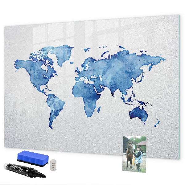 Magnetic dry erase board A world map with personal memories