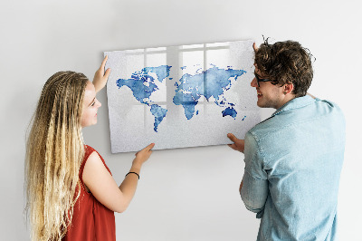Magnetic dry erase board A world map with personal memories
