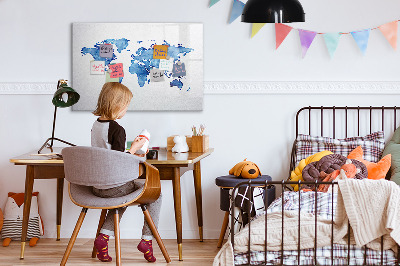 Magnetic dry erase board A world map with personal memories