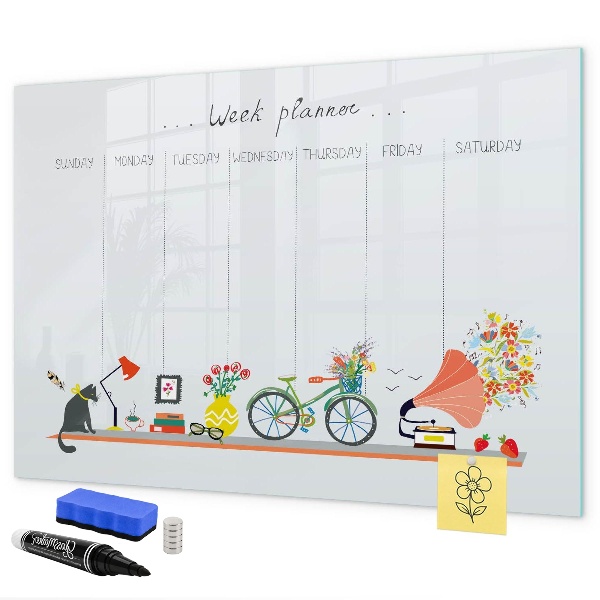 Dry erase board magnetic Weekly planner with photos and notes