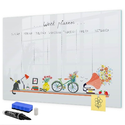 Dry erase board magnetic Weekly planner with photos and notes