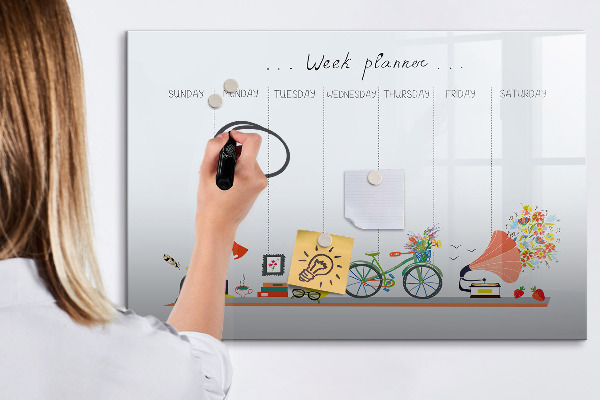 Dry erase board magnetic Weekly planner with photos and notes