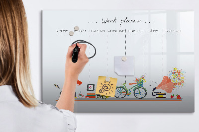 Dry erase board magnetic Weekly planner with photos and notes
