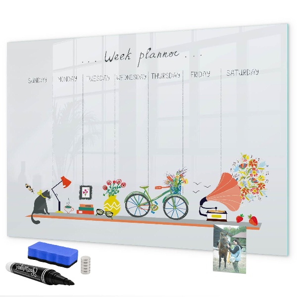 Dry erase board magnetic Weekly planner with photos and notes