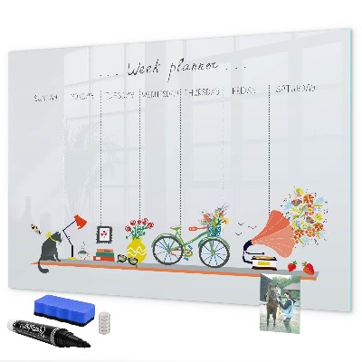Dry erase board magnetic Weekly planner with photos and notes