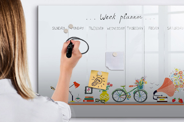 Dry erase board magnetic Weekly planner with photos and notes