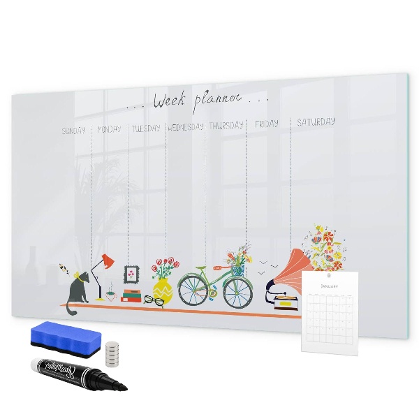 Dry erase board magnetic Weekly planner with photos and notes