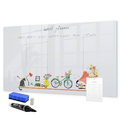 Dry erase board magnetic Weekly planner with photos and notes