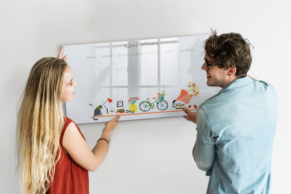 Dry erase board magnetic Weekly planner with photos and notes
