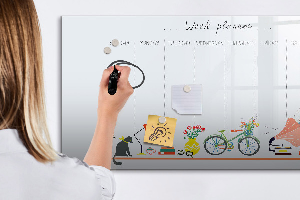 Dry erase board magnetic Weekly planner with photos and notes