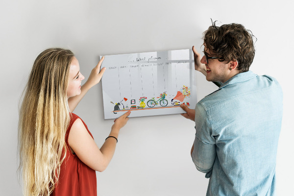 Dry erase board magnetic Weekly planner with photos and notes