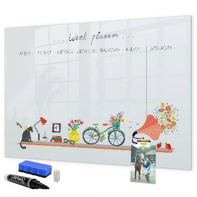 Dry erase board magnetic Weekly planner with photos and notes