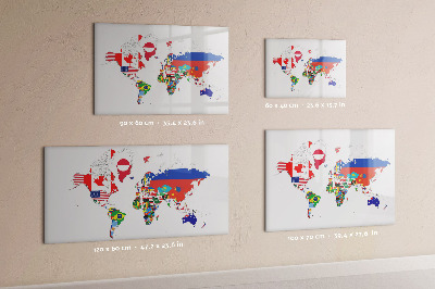 Dry erase board magnetic World map with photo locations
