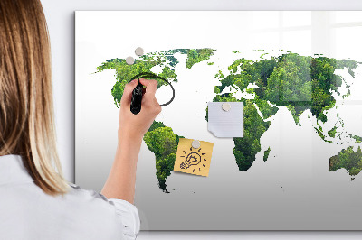 Magnetic dry erase board Green world map with photos