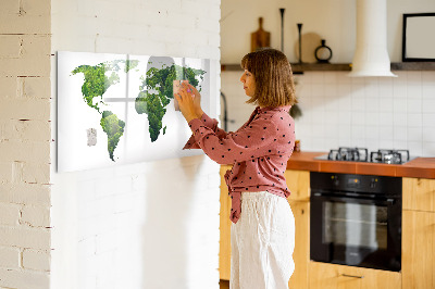 Magnetic dry erase board Green world map with photos