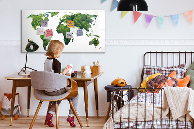 Magnetic dry erase board Green world map with photos