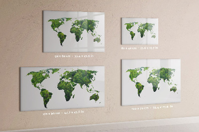 Magnetic dry erase board Green world map with photos