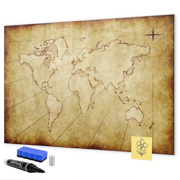 Magnetic dry erase board A world map with personal memories