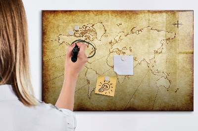 Magnetic dry erase board A world map with personal memories