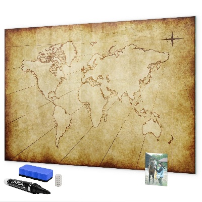 Magnetic dry erase board A world map with personal memories