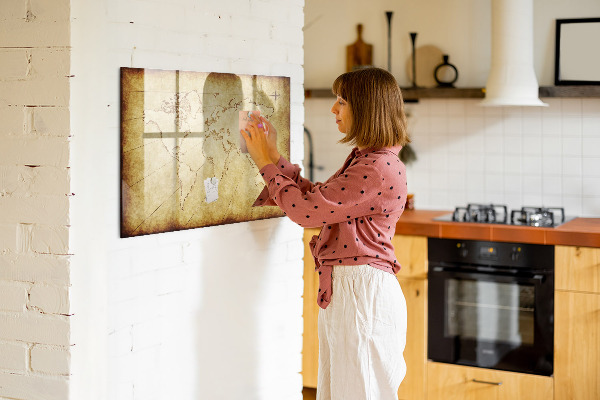 Magnetic dry erase board A world map with personal memories