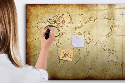 Magnetic dry erase board A world map with personal memories