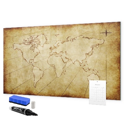 Magnetic dry erase board A world map with personal memories