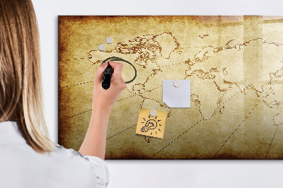 Magnetic dry erase board A world map with personal memories