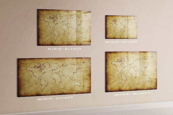 Magnetic dry erase board A world map with personal memories